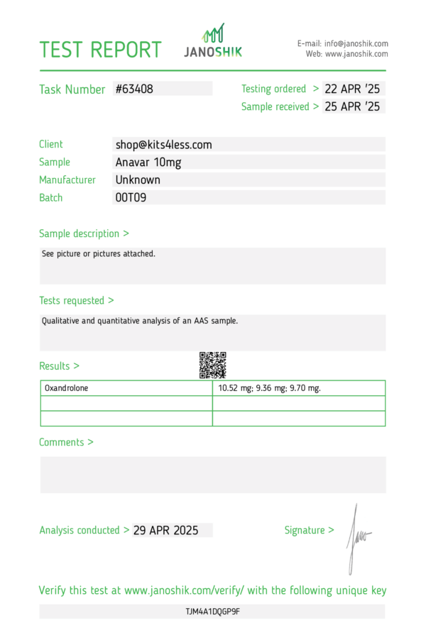 Anavar 10mg Bottle of 100