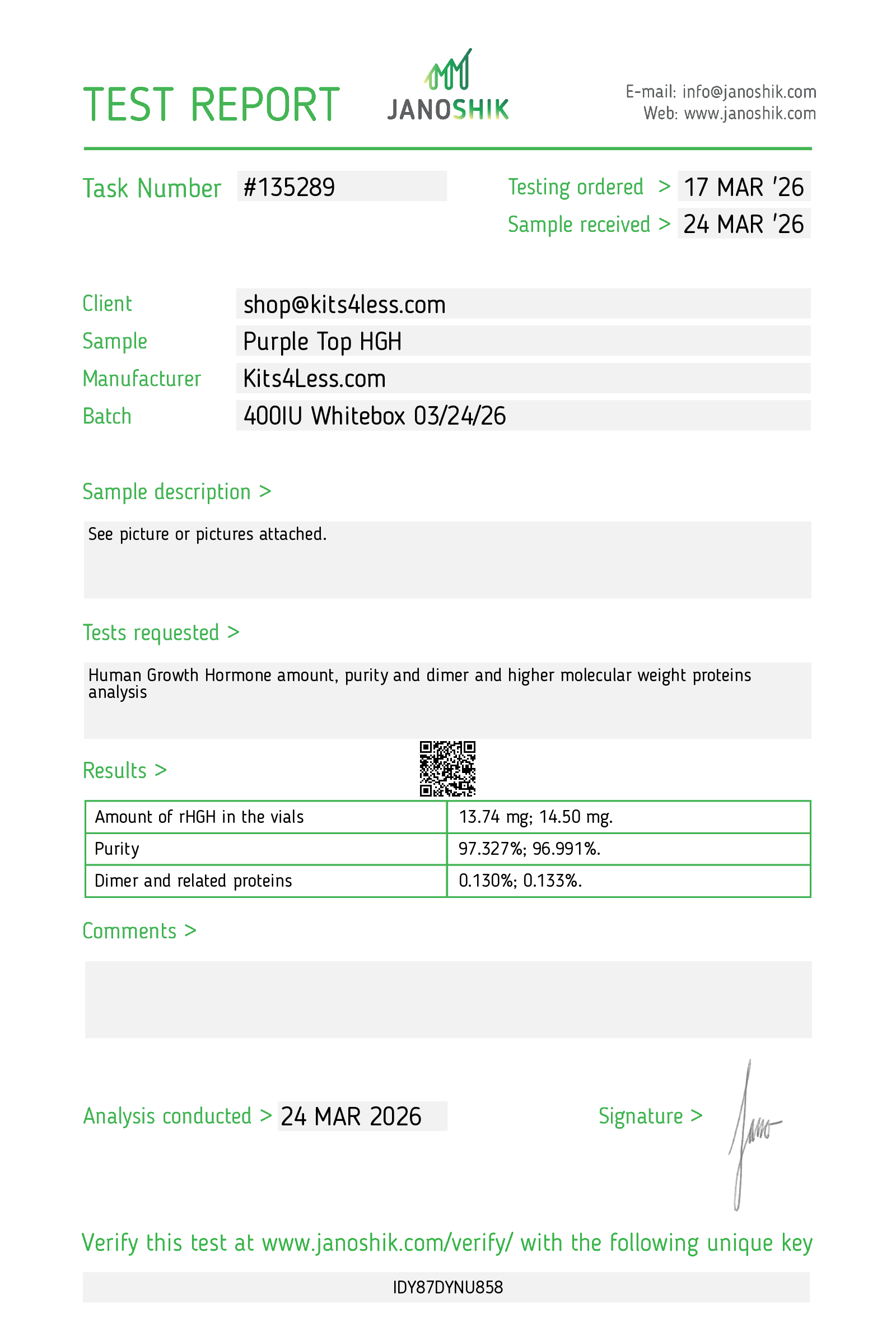 Test Report #135289